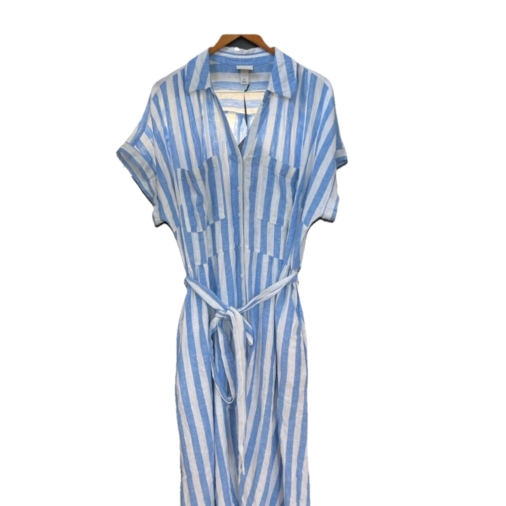 Ava & Viv Blue and White Striped Casual Shirt - Picture 5 of 16